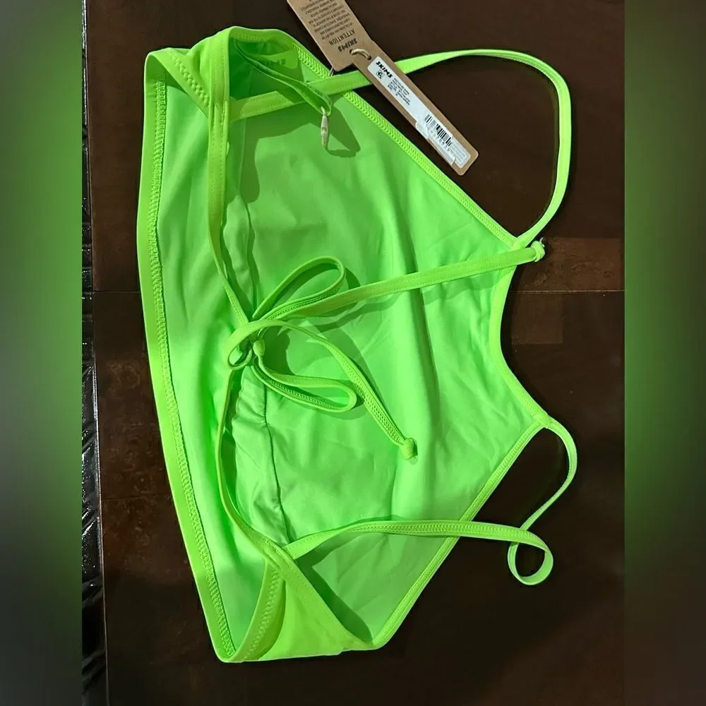 SKIMS NWT High Neck Bikini Top in Neon Green size M